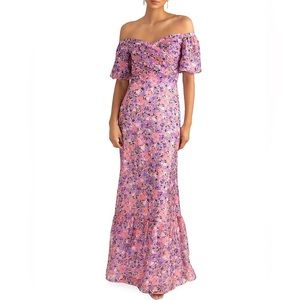 Shoshanna Alexa Floral Print Off-The-Shoulder Dress